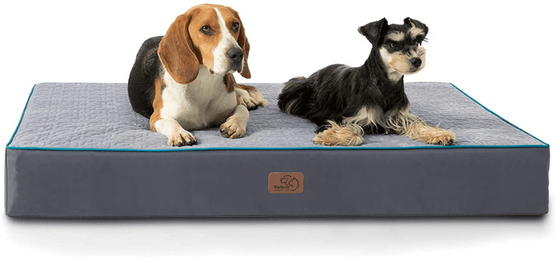 Bedsure Orthopedic Memory Foam Dog Bed for Large Dogs up to 75/100Lbs, (3.5-4 Inches Thick) Pet Bed Mattress with Removable Washable Cover, 2-Layer Pet Mat with Waterproof Lining Dog Beds, Grey Animals & Pet Supplies > Pet Supplies > Dog Supplies > Dog Beds Bedsure Grey Large 