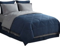 Bedsure Queen Bed in A Bag - 8 Pieces Reversible Bedding Sets, Bed Sets Queen with Comforter and Sheets, Grey Bedding Comforter Sets Home & Garden > Linens & Bedding > Bedding Bedsure Navy Twin 