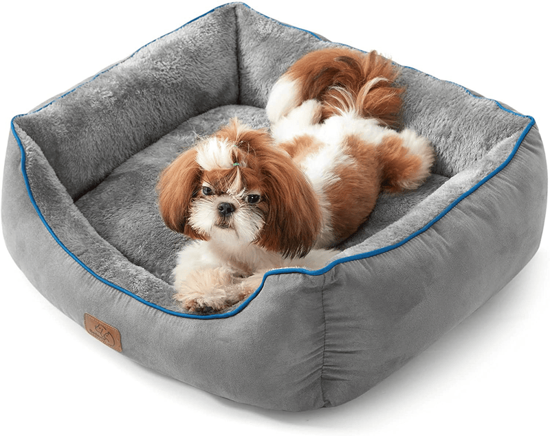 Bedsure Small Dog Bed for Small Medium Dogs Washable - Cat Beds for Indoor Cats, 20/25 Inches Rectangle Cuddle Puppy Bed with Anti-Slip Bottom Animals & Pet Supplies > Pet Supplies > Dog Supplies > Dog Beds Bedsure Grey S(20"X19"X6") 