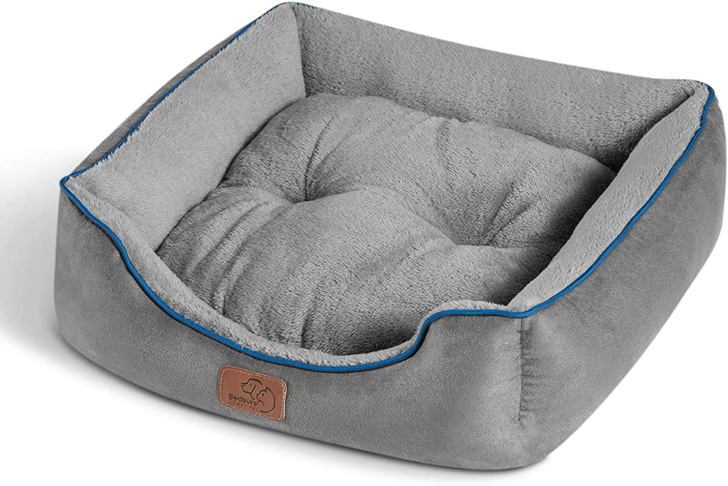Bedsure Small Dog Bed for Small Medium Dogs Washable - Cat Beds for Indoor Cats, 20/25 Inches Rectangle Cuddle Puppy Bed with Anti-Slip Bottom Animals & Pet Supplies > Pet Supplies > Dog Supplies > Dog Beds Bedsure Grey M(25"x21"x8") 