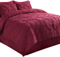 Bedsure White Queen Comforter Set - Bed in A Bag 8 Pieces, Pinch Pleat Bedding Comforter Set for Queen Bed with Sheets Home & Garden > Linens & Bedding > Bedding > Quilts & Comforters Bedsure Dark Red Queen 