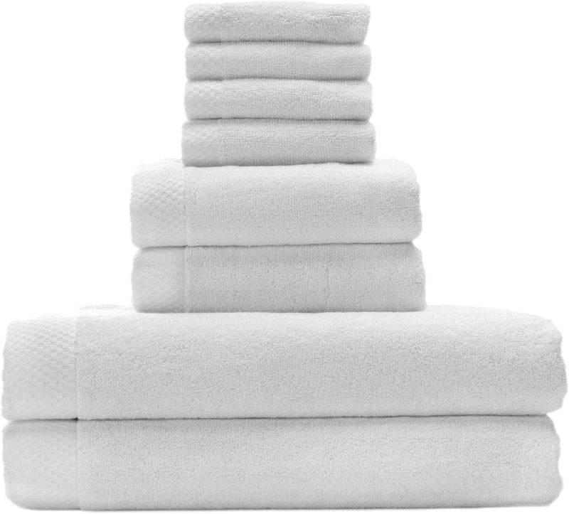Bedvoyage Luxury Viscose from Bamboo Cotton Towel Set 8Pc - Champagne Home & Garden > Linens & Bedding > Towels BedVoyage White 8PC Towel Set 