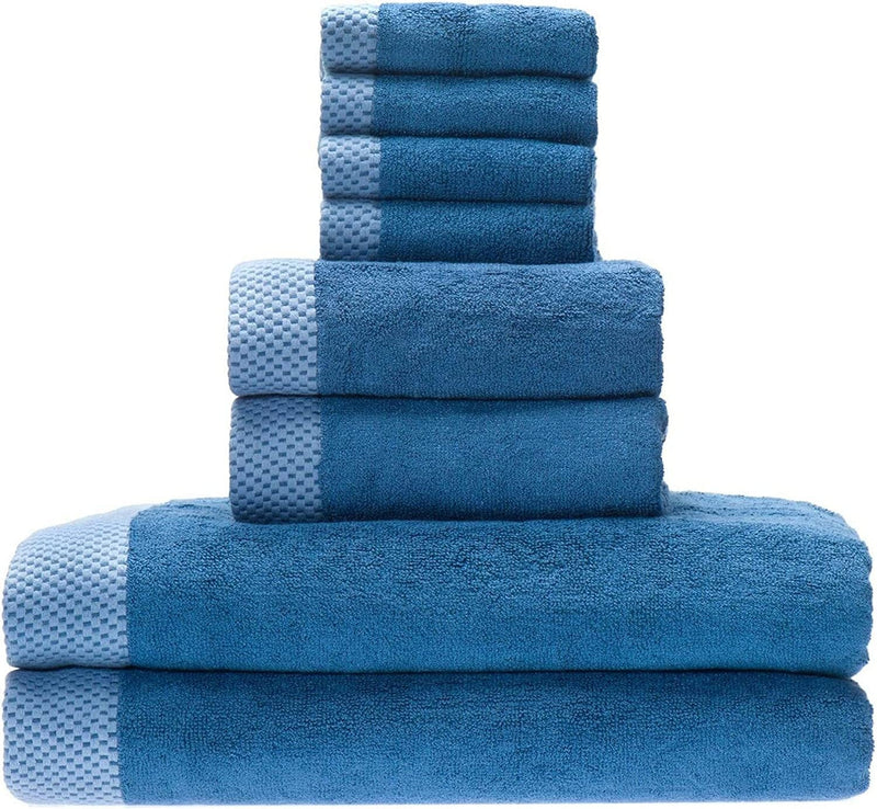 Bedvoyage Luxury Viscose from Bamboo Cotton Towel Set 8Pc - Champagne Home & Garden > Linens & Bedding > Towels BedVoyage Blue 8PC Towel Set 