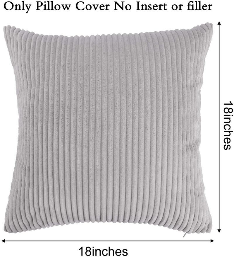 Bedwin Grey Throw Pillow Covers 2 Sets Decorative Grey Pillow Covers 18X18 Inch, Soft Corduroy Pillow Covers Cushion Covers, Home Décor for Couch (Light Gray) Home & Garden > Decor > Chair & Sofa Cushions Bedwin   
