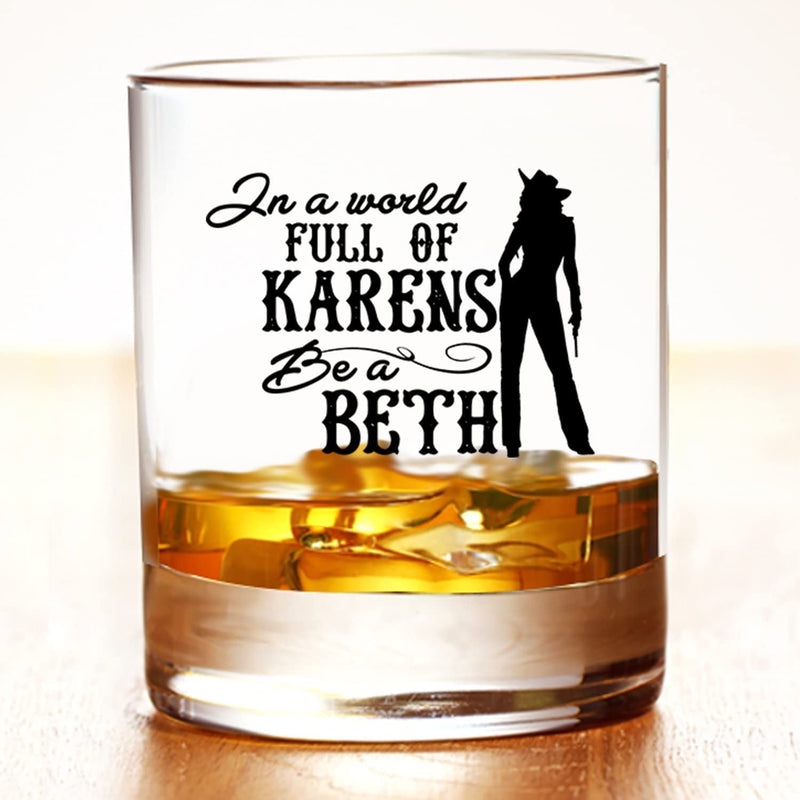 Toasted Tales in a World Full of Karen'S Be a Beth | Old Fashioned Whiskey Glass Tumbler | Rocks Barware for Scotch, Bourbon, Liquor and Cocktail Drinks | Quality Chip Resistant Home & Garden > Kitchen & Dining > Tableware > Drinkware Toasted Tales   