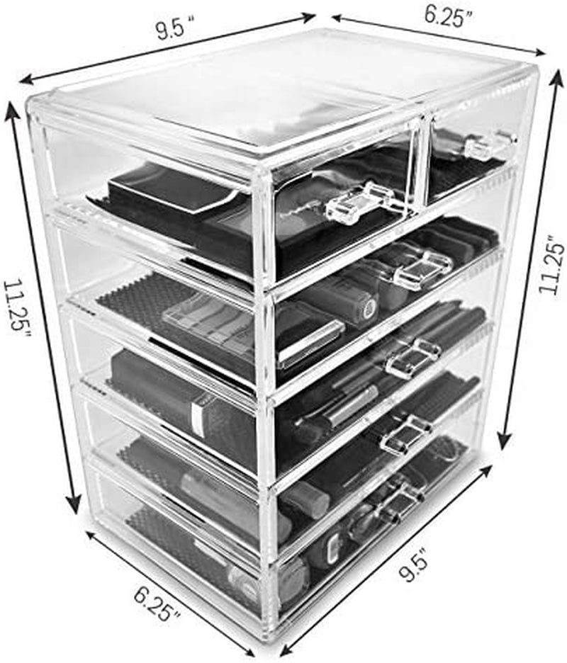 Sorbus Clear Cosmetics Makeup Organizer - Big & Spacious Acrylic Display Case - Stylish Designed Jewelry & Make up Organizers and Storage for Vanity, Bathroom (4 Large, 2 Small Drawers) Home & Garden > Household Supplies > Storage & Organization Sorbus   