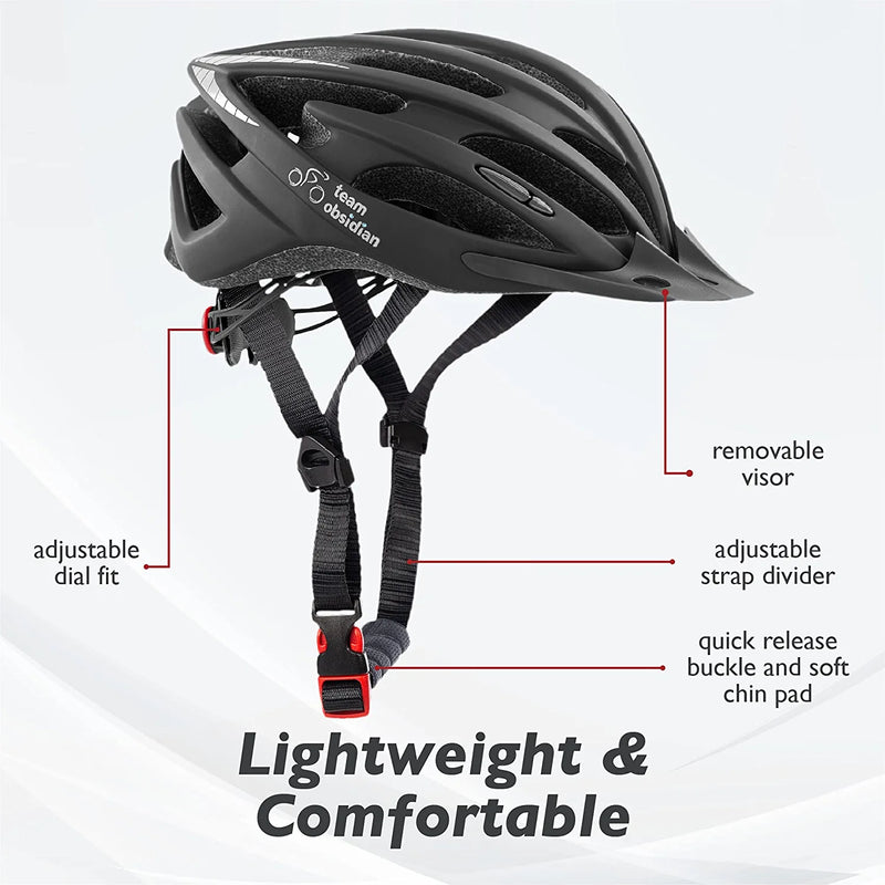 Team Obsidian Airflow Adult Bike Helmet - Lightweight Helmets for Adults with Reinforcing Skeleton - Unisex Bicycle Helmets for Women and Men - Comfortable and Breathable Cycling Mountain Bike Helmet Sporting Goods > Outdoor Recreation > Cycling > Cycling Apparel & Accessories > Bicycle Helmets TeamObsidian   