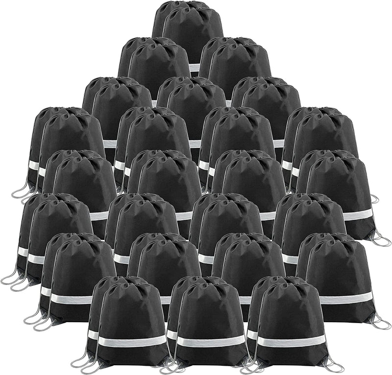 Beegreen Drawstring Backpack 20|30|50 Pieces for Gym Sport Trip, DIY Reflective Strips Cinch Sack for Kids, Women and Men Home & Garden > Household Supplies > Storage & Organization BeeGreen Black 50 