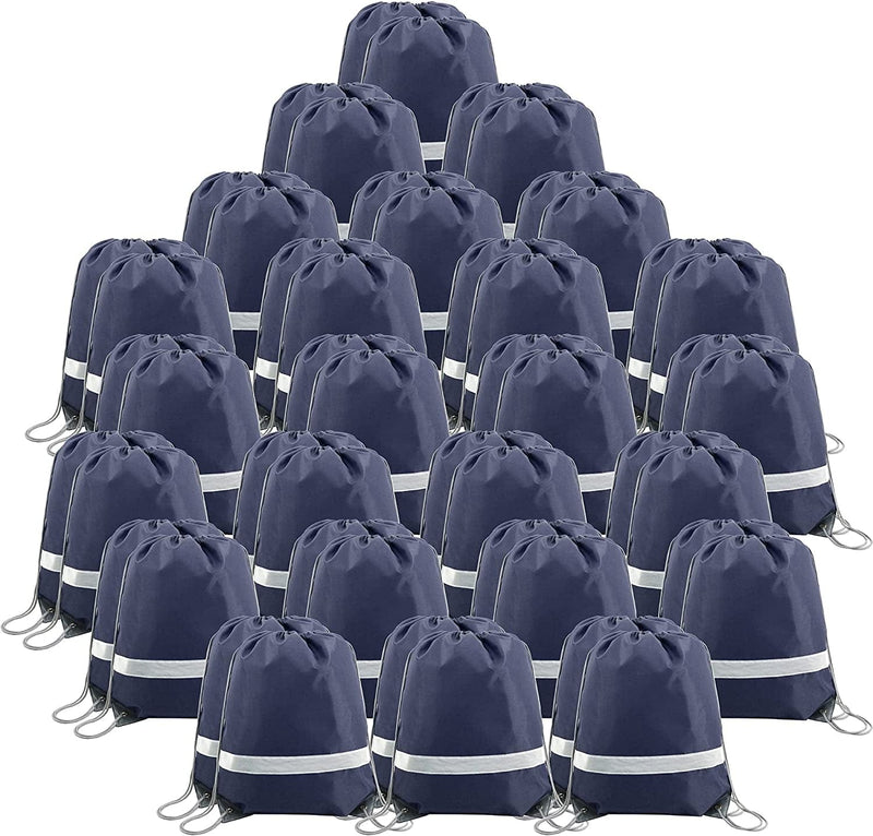 Beegreen Drawstring Backpack 20|30|50 Pieces for Gym Sport Trip, DIY Reflective Strips Cinch Sack for Kids, Women and Men Home & Garden > Household Supplies > Storage & Organization BeeGreen Navy Blue 50 