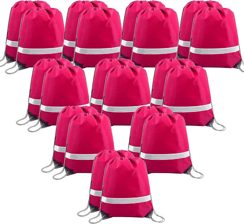 Beegreen Drawstring Backpack 20|30|50 Pieces for Gym Sport Trip, DIY Reflective Strips Cinch Sack for Kids, Women and Men Home & Garden > Household Supplies > Storage & Organization BeeGreen Cerise 20 