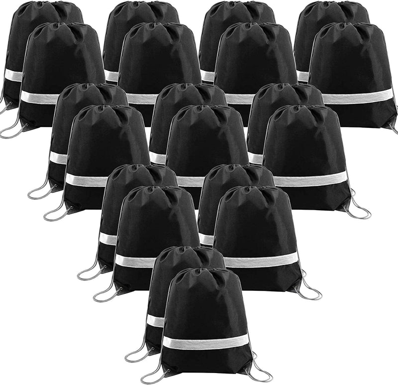 Beegreen Drawstring Backpack 20|30|50 Pieces for Gym Sport Trip, DIY Reflective Strips Cinch Sack for Kids, Women and Men Home & Garden > Household Supplies > Storage & Organization BeeGreen Black 20 