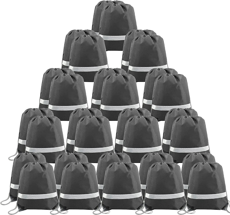 Beegreen Drawstring Backpack 20|30|50 Pieces for Gym Sport Trip, DIY Reflective Strips Cinch Sack for Kids, Women and Men Home & Garden > Household Supplies > Storage & Organization BeeGreen Grey 30 