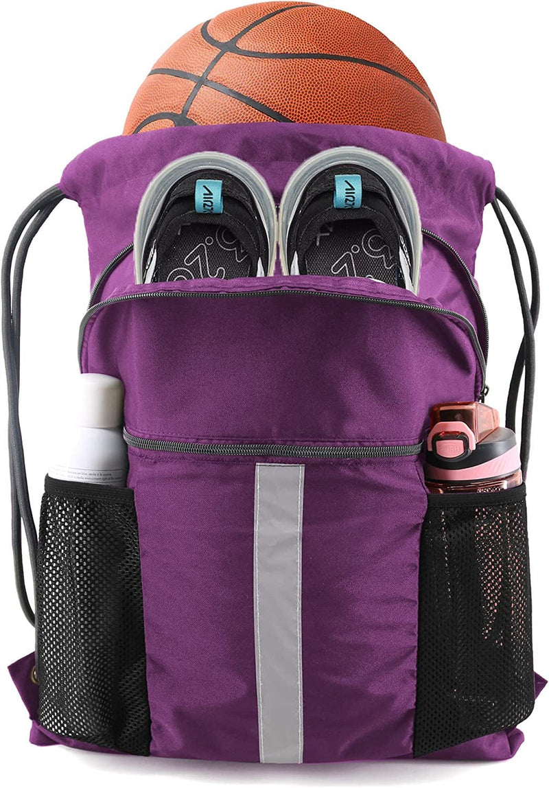 Beegreen Drawstring Backpack Bag with Shoe Compartment String Cinch Sackpack for Unisex Home & Garden > Household Supplies > Storage & Organization BeeGreen Purple  