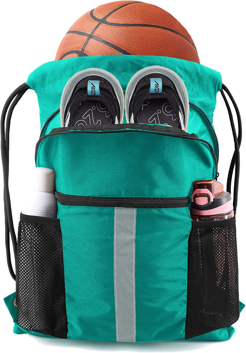 Beegreen Drawstring Backpack Bag with Shoe Compartment String Cinch Sackpack for Unisex Home & Garden > Household Supplies > Storage & Organization BeeGreen Teal  