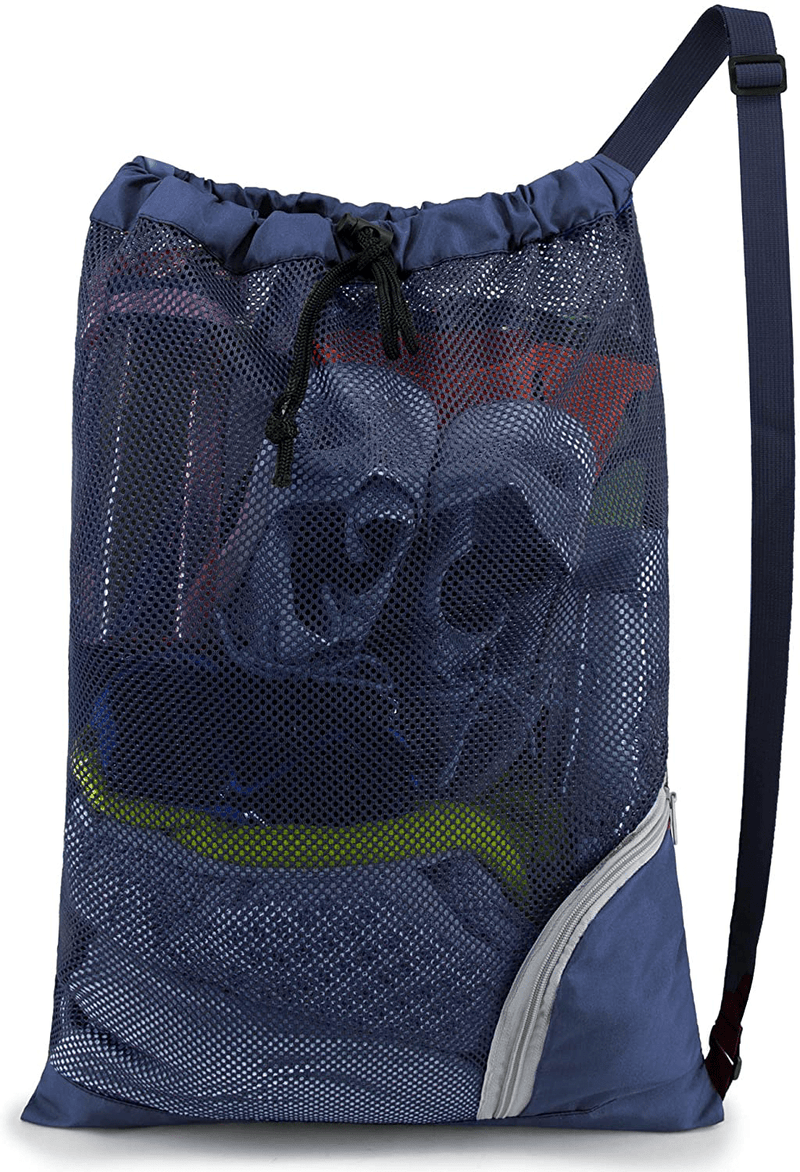 BeeGreen Swim Bag Mesh Swimming Bag for Swimmer Pool Net Bag for Gear Sport Gym Sporting Goods > Outdoor Recreation > Boating & Water Sports > Swimming BeeGreen Navy  