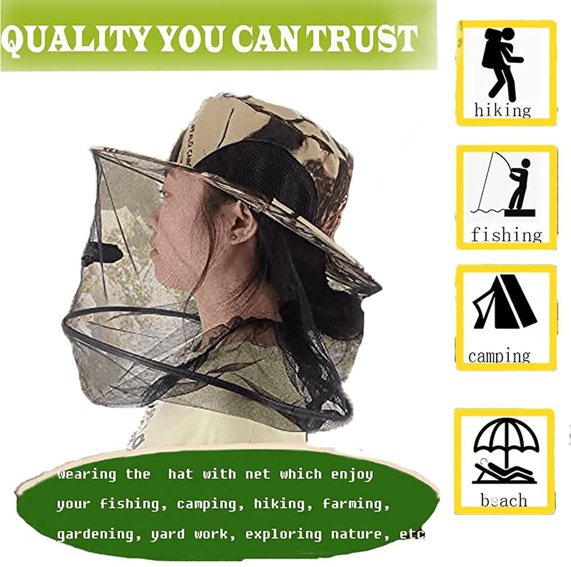 Beesnise 2 Pack Mosquito Net Hat with Zipper Foldable Fly Protection Netting Suitable for Outdoor Sports and Gardening Works Sporting Goods > Outdoor Recreation > Camping & Hiking > Mosquito Nets & Insect Screens BeesNise   
