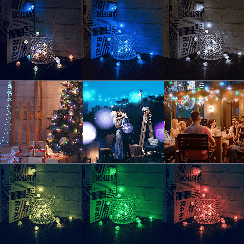 Beewin Globe String Lights for Bedroom,Crystal Crackle Ball Lights 8 Vibrant Color 10FT 30 LED USB Operated with Remote Fairy Lights Perfect for Indoor,Outdoor,Wedding,Christmas, Valentines Day,Rgb Home & Garden > Decor > Seasonal & Holiday Decorations Beewin   