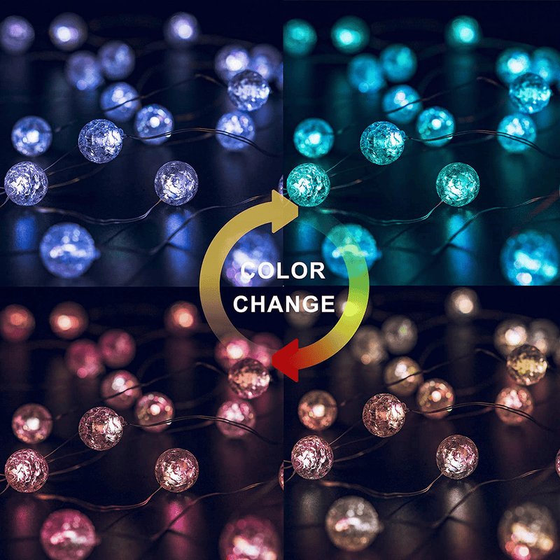 Beewin Globe String Lights for Bedroom,Crystal Crackle Ball Lights 8 Vibrant Color 10FT 30 LED USB Operated with Remote Fairy Lights Perfect for Indoor,Outdoor,Wedding,Christmas, Valentines Day,Rgb Home & Garden > Decor > Seasonal & Holiday Decorations Beewin   