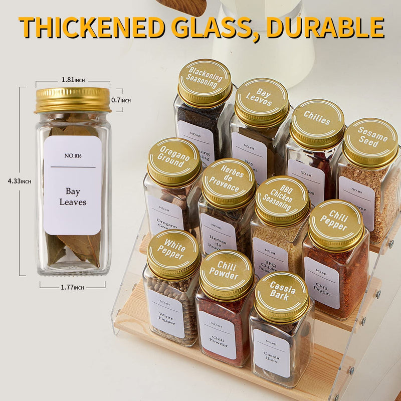 JARXSUN Glass Spice Jars with Label, 24Pcs Spice Jars with Shaker Lids-4 Oz Gold Spice Seasoning Jars Bottles Containers Set for Spice Rack (24) Home & Garden > Decor > Decorative Jars JARXSUN   