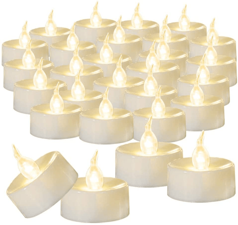 Beichi Set of 24 Flameless LED Tea Lights Bulk, Electric Tealight Candles, Small Fake Candles Battery Operated, Warm White Flickering Mini Candles for Holiday, Wedding, Party