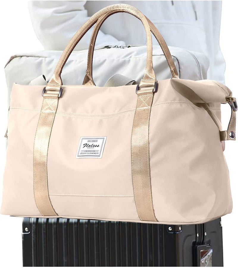 Beige Sport Travel Duffle Bag Large Gym Tote Bag for Women, Weekender Bag Carry on Bag for Airplane, Ladies Beach Bag Overnight Bag Luggage Bag with Wet Bag Hospital Bag for Labor and Delivery Home & Garden > Household Supplies > Storage & Organization SEAFEW   