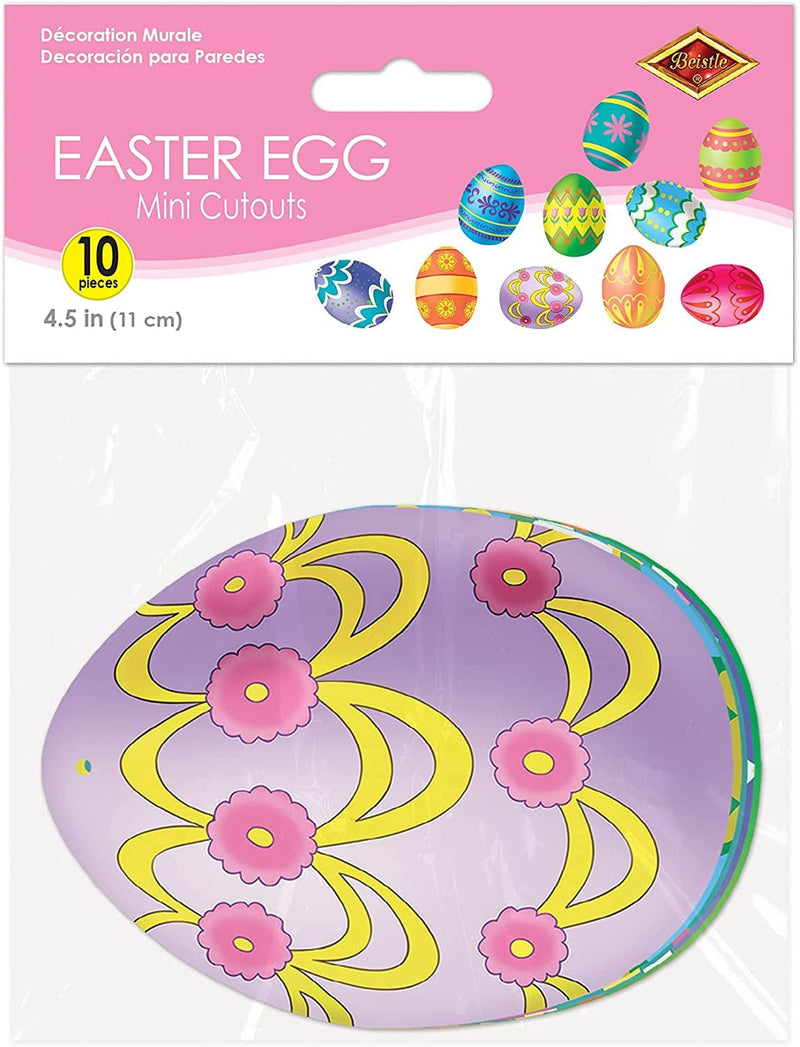 Beistle Colorful Mini Egg Cut Outs 10 Piece Easter Decorations, Multicolored Home & Garden > Decor > Seasonal & Holiday Decorations The Beistle Company   
