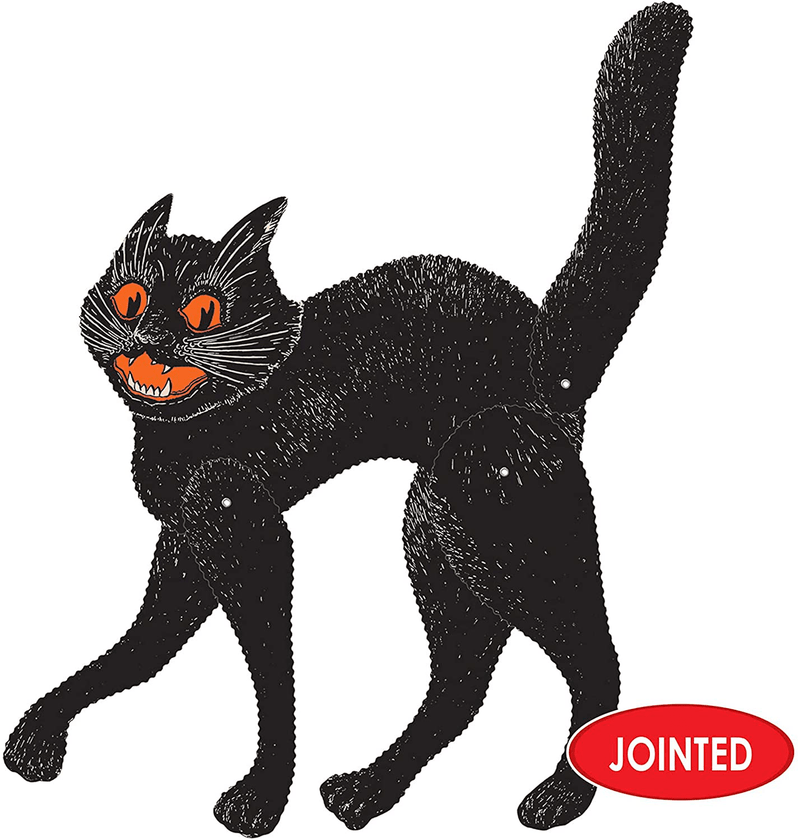 Beistle Scary Cat Cut Out Vintage Halloween Party Decorations, 20.5", Black/Orange/White