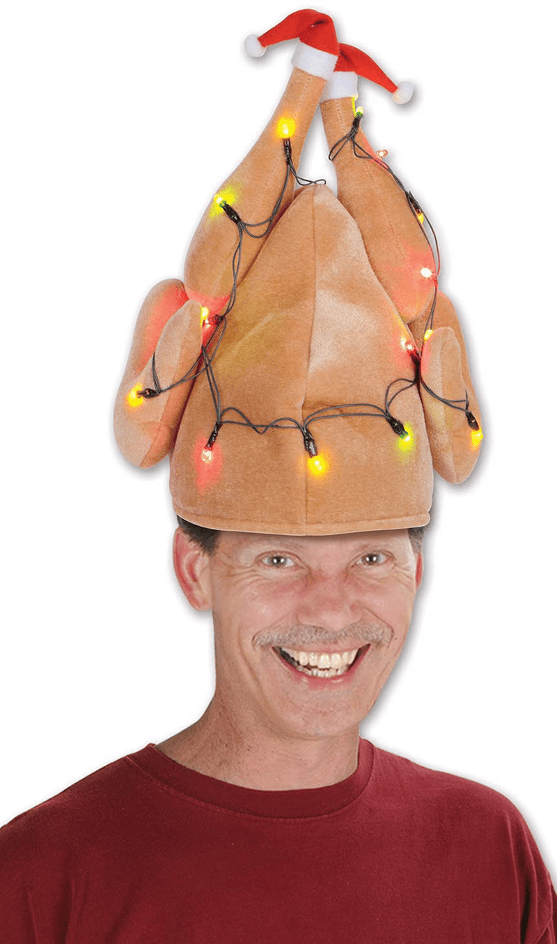 Beistle Soft Plush Fabric Light Up Christmas Theme Novelty Hat for Turkey Trot and Holiday Parties, One Size, Tan/Red/White/Green Home & Garden > Decor > Seasonal & Holiday Decorations& Garden > Decor > Seasonal & Holiday Decorations Beistle   