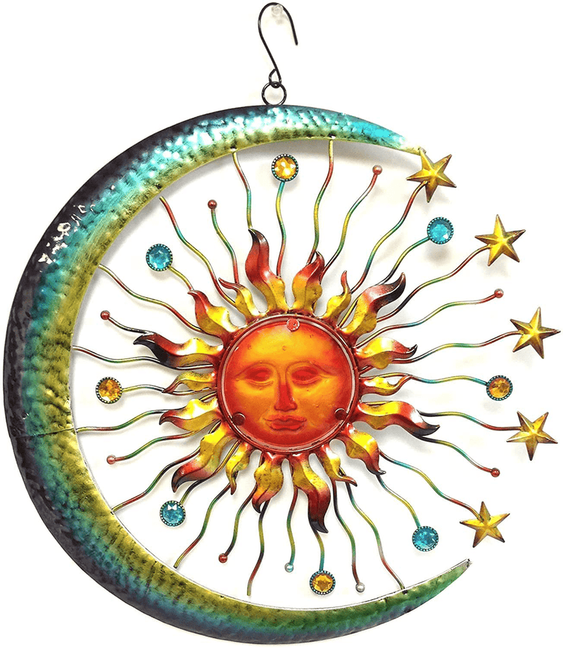 Bejeweled Display Large Sun Face, Star & Moon w/Glass Wall Art Plaque & Home Decor Home & Garden > Decor > Artwork > Sculptures & Statues Bejeweled Display Default Title  