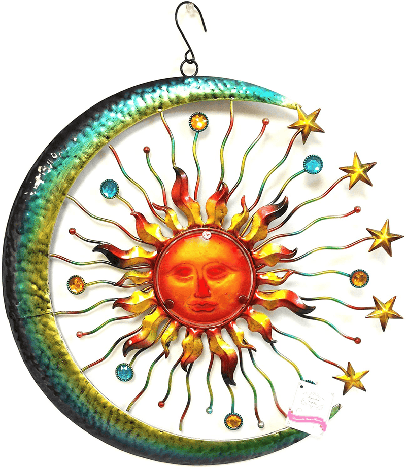 Bejeweled Display Large Sun Face, Star & Moon w/Glass Wall Art Plaque & Home Decor Home & Garden > Decor > Artwork > Sculptures & Statues Bejeweled Display   