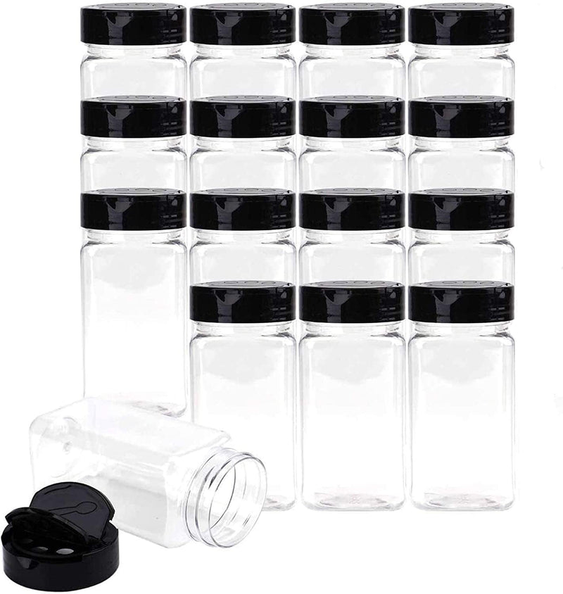 Bekith 16 Pack 9 Oz Plastic Spice Jars Bottles Containers with Black Cap – Perfect for Storing Spice, Herbs and Powders Home & Garden > Decor > Decorative Jars Bekith   