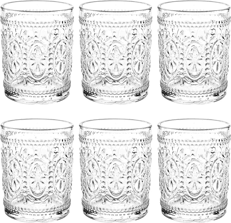 Bekith 6 Pack Drinking Glasses, 9.5 Oz Romantic Water Glasses Tumblers, Heavy Duty Vintage Glassware Set for Whisky, Juice, Beverages, Beer, Cocktail Home & Garden > Kitchen & Dining > Tableware > Drinkware Bekith   