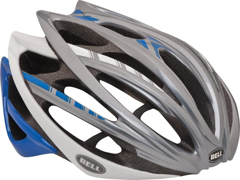 Bell Gage Stripes Bike Helmet Sporting Goods > Outdoor Recreation > Cycling > Cycling Apparel & Accessories > Bicycle Helmets Bell Silver/Blue Small 