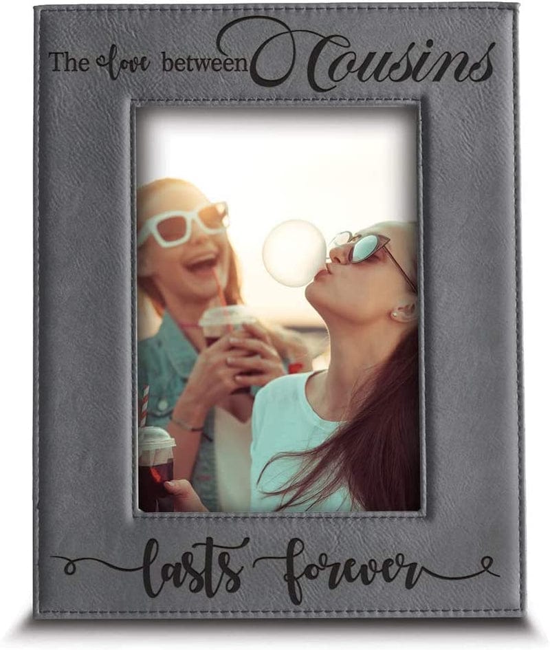 Bella Busta -Cousins-The Love between Cousins Lasts Forever_Birthday, Christmas Gift for Cousin -Engraved Leather Picture Frame (4 X 6 Vertical ) Home & Garden > Decor > Picture Frames BELLA BUSTA 4 x 6 Vertical  