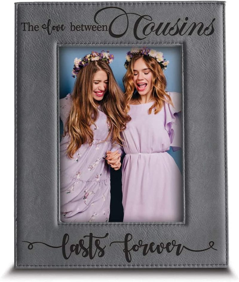 Bella Busta -Cousins-The Love between Cousins Lasts Forever_Birthday, Christmas Gift for Cousin -Engraved Leather Picture Frame (4 X 6 Vertical ) Home & Garden > Decor > Picture Frames BELLA BUSTA 5 x 7 Vertical  