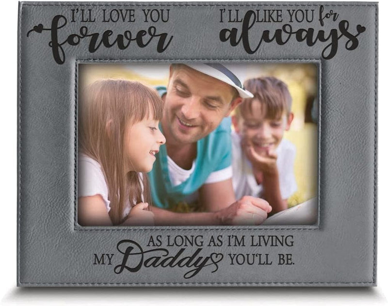 Bella Busta- I'Ll Love You Forever,I'Ll like You for Always,As Long as I'M Living, My Daddy You'Ll Be - Engraved Leather Picture Frame- Family Frame-Father'S Day Gift-Daddy and Me (5 X 7 Vertical) Home & Garden > Decor > Picture Frames BELLA BUSTA 4 x 6 Horizontal  