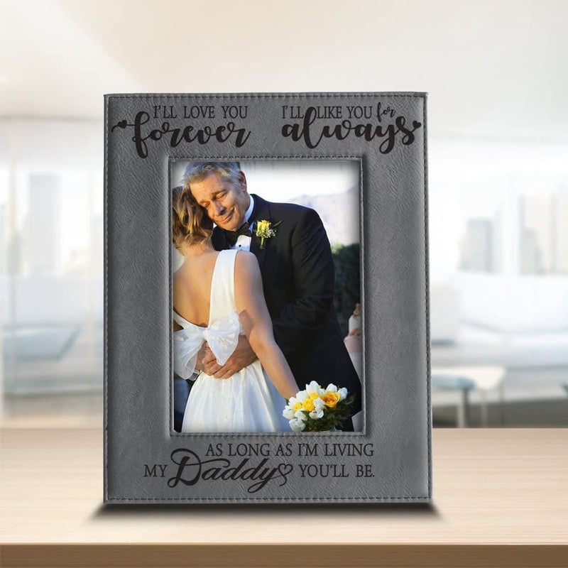 Bella Busta- I'Ll Love You Forever,I'Ll like You for Always,As Long as I'M Living, My Daddy You'Ll Be - Engraved Leather Picture Frame- Family Frame-Father'S Day Gift-Daddy and Me (5 X 7 Vertical) Home & Garden > Decor > Picture Frames BELLA BUSTA   