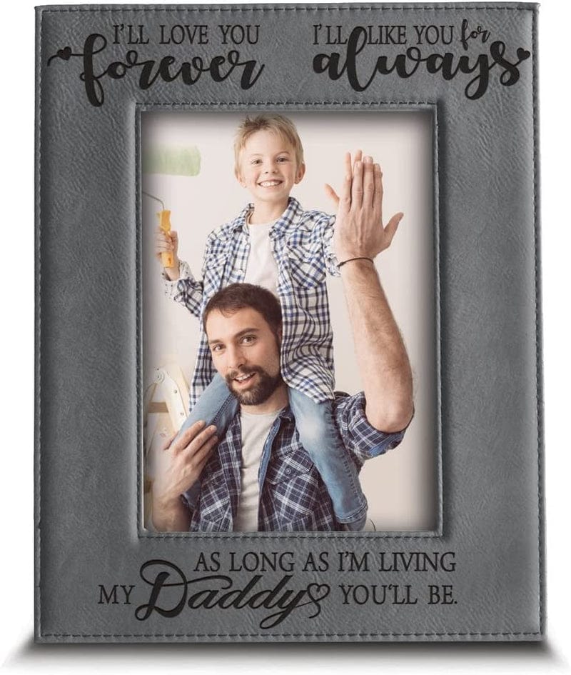 Bella Busta- I'Ll Love You Forever,I'Ll like You for Always,As Long as I'M Living, My Daddy You'Ll Be - Engraved Leather Picture Frame- Family Frame-Father'S Day Gift-Daddy and Me (5 X 7 Vertical) Home & Garden > Decor > Picture Frames BELLA BUSTA 4 x 6 Vertical  