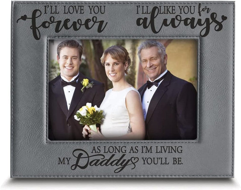 Bella Busta- I'Ll Love You Forever,I'Ll like You for Always,As Long as I'M Living, My Daddy You'Ll Be - Engraved Leather Picture Frame- Family Frame-Father'S Day Gift-Daddy and Me (5 X 7 Vertical) Home & Garden > Decor > Picture Frames BELLA BUSTA 5 x 7 Horizontal  