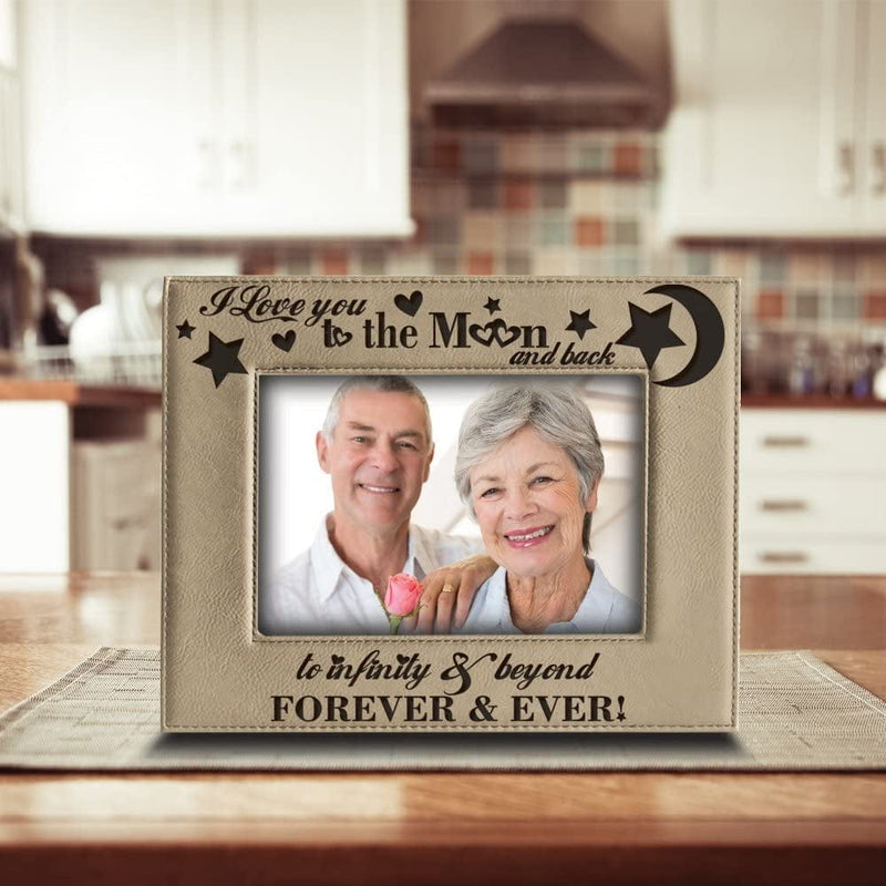 Bella Busta - I Love You to the Moon and Back, to Infinity and Beyond, Forever & Ever - Engraved Leather Picture Frame-Christmas Gift (5"X 7" Horizontal) Home & Garden > Decor > Picture Frames BELLA BUSTA   