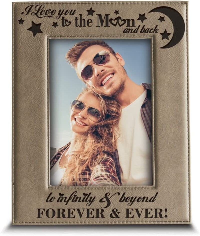 Bella Busta - I Love You to the Moon and Back, to Infinity and Beyond, Forever & Ever - Engraved Leather Picture Frame-Christmas Gift (5"X 7" Horizontal) Home & Garden > Decor > Picture Frames BELLA BUSTA 4"x 6" Vertical  