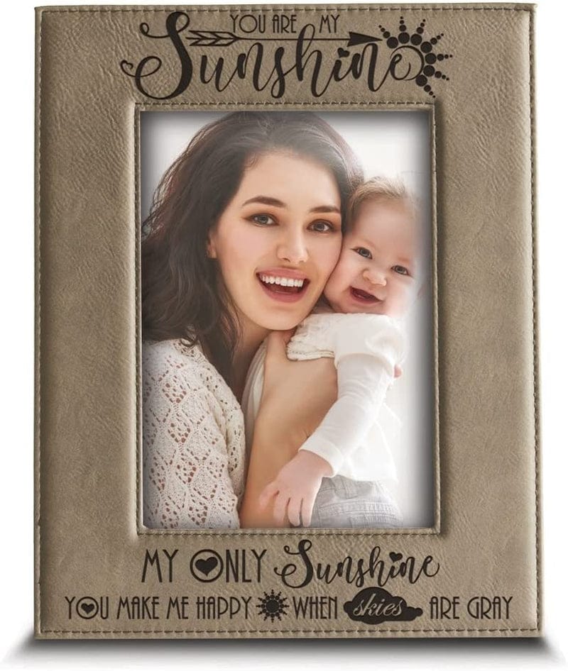 Bella Busta -You Are My Sunshine My Only Sunshine ,You Make Me Happy When Skies Are Grey- Mother'S Day-Valentine'S Day-Christmas-Engraved Leather Picture Frame (5 X 7 Vertical) Home & Garden > Decor > Picture Frames BELLA BUSTA   