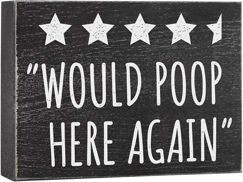 Bella Rosa Home Would Poop Here Again Bathroom Review Sign Funny - Half Bath Wall Decor or Guest Restroom Shelf Sitter 6x8 Wooden Box Plaque - Fun Novelty Humor Farmhouse Toilet Decoration Home & Garden > Decor > Seasonal & Holiday Decorations Bella Rosa Home Default Title  