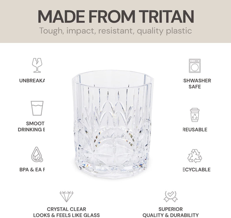 BELLAFORTE Shatterproof Tritan Plastic Short Tumbler, Set of 4, 13Oz - Myrtle Beach Drinking Glasses, Unbreakable Glasses for Indoor and Outdoor Use - BPA Free - Dishwasher Safe - Teal
