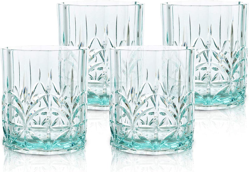 BELLAFORTE Shatterproof Tritan Plastic Short Tumbler, Set of 4, 13Oz - Myrtle Beach Drinking Glasses, Unbreakable Glasses for Indoor and Outdoor Use - BPA Free - Dishwasher Safe - Teal