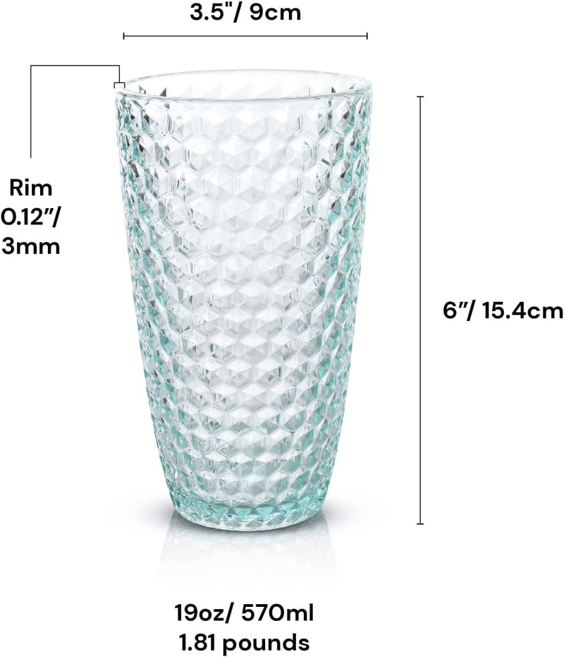 BELLAFORTE - Shatterproof Tritan Plastic Tall Tumbler Teal - 19Oz, Set of 4, Laguna Beach Drinking Glasses - Dishwasher Safe Tumblers - Unbreakable Drinkware for Indoor and Outdoor Use, BPA Free Home & Garden > Kitchen & Dining > Tableware > Drinkware BELLAFORTE   