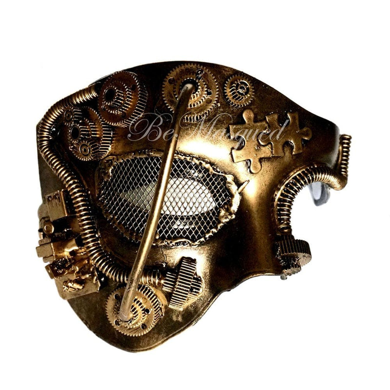 Bemasqued Steampunk Phantom Mask Gold Venetian Masquerade Ball Cosplay Prom Costume Party Mens Unisex Adult One-Size Apparel & Accessories > Costumes & Accessories > Masks BeMasqued Theme 2  