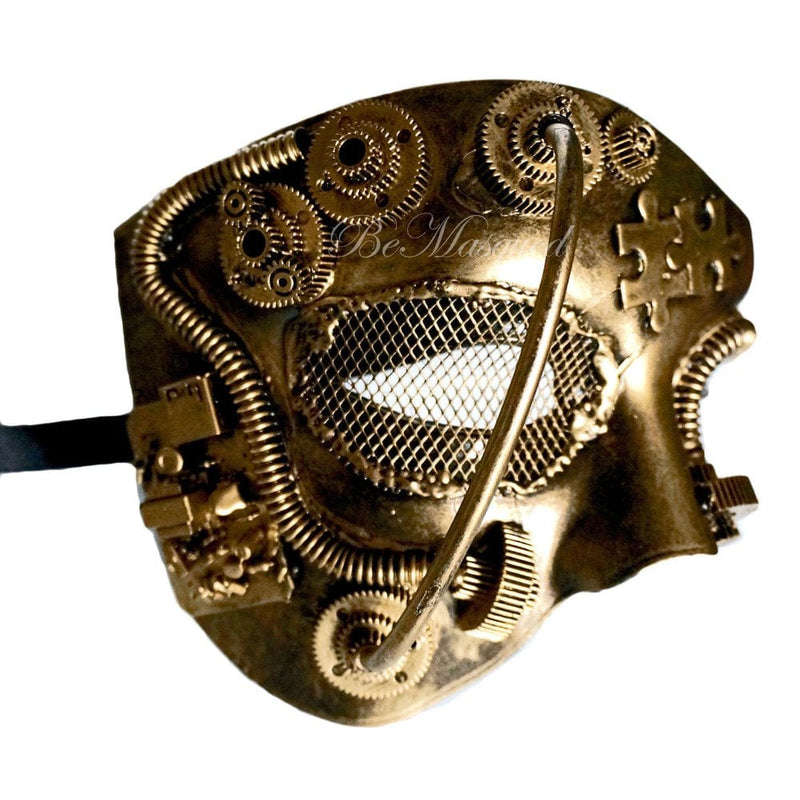 Bemasqued Steampunk Phantom Mask Gold Venetian Masquerade Ball Cosplay Prom Costume Party Mens Unisex Adult One-Size Apparel & Accessories > Costumes & Accessories > Masks BeMasqued   