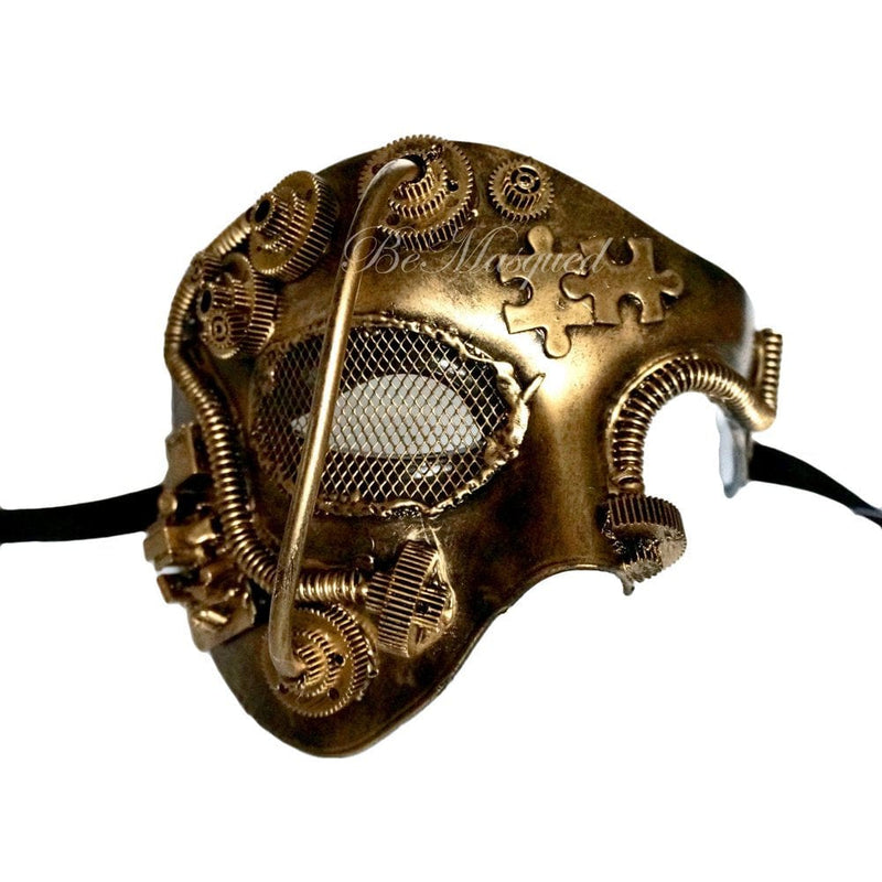 Bemasqued Steampunk Phantom Mask Gold Venetian Masquerade Ball Cosplay Prom Costume Party Mens Unisex Adult One-Size Apparel & Accessories > Costumes & Accessories > Masks BeMasqued   