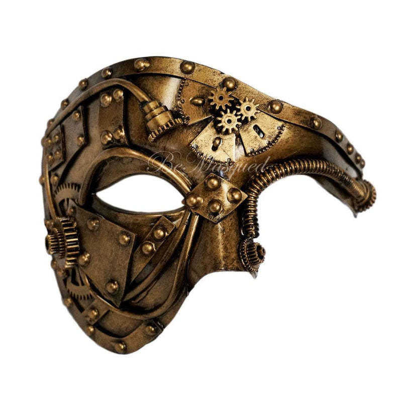 Bemasqued Steampunk Phantom Mask Gold Venetian Masquerade Ball Cosplay Prom Costume Party Mens Unisex Adult One-Size Apparel & Accessories > Costumes & Accessories > Masks BeMasqued Theme 1  
